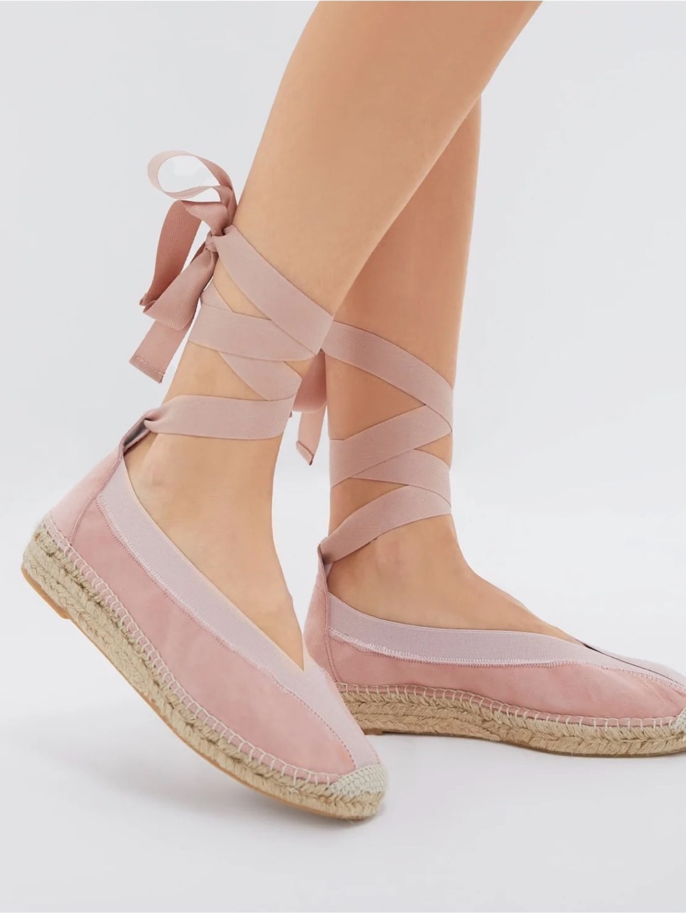 Tuckernuck jade ballet pink suede espadrille flats sz 9 $195